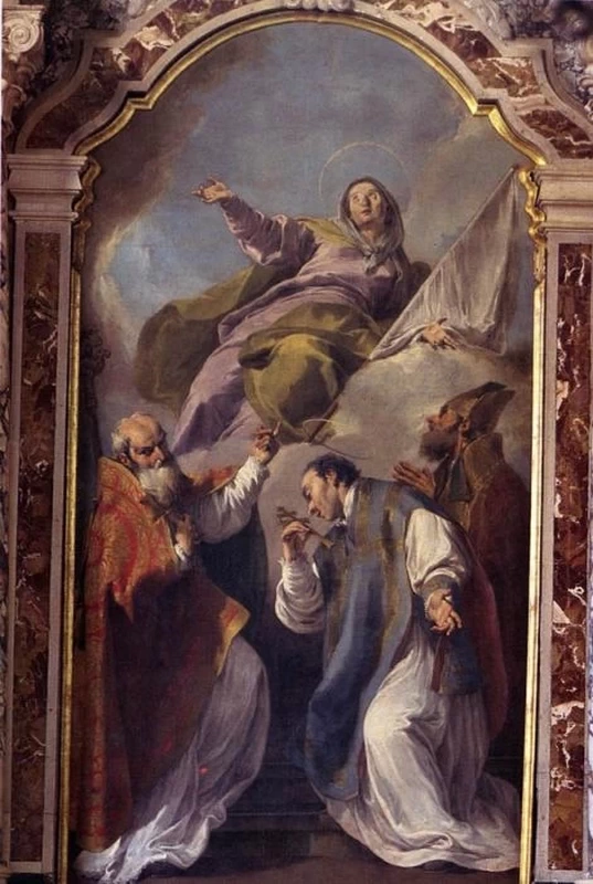  275-Giambattista Pittoni-Sant'Anna e i Santi Massimo, Ermagora e Fortunato - Chiesa della Beata Vergine Miracolosa, Buie 